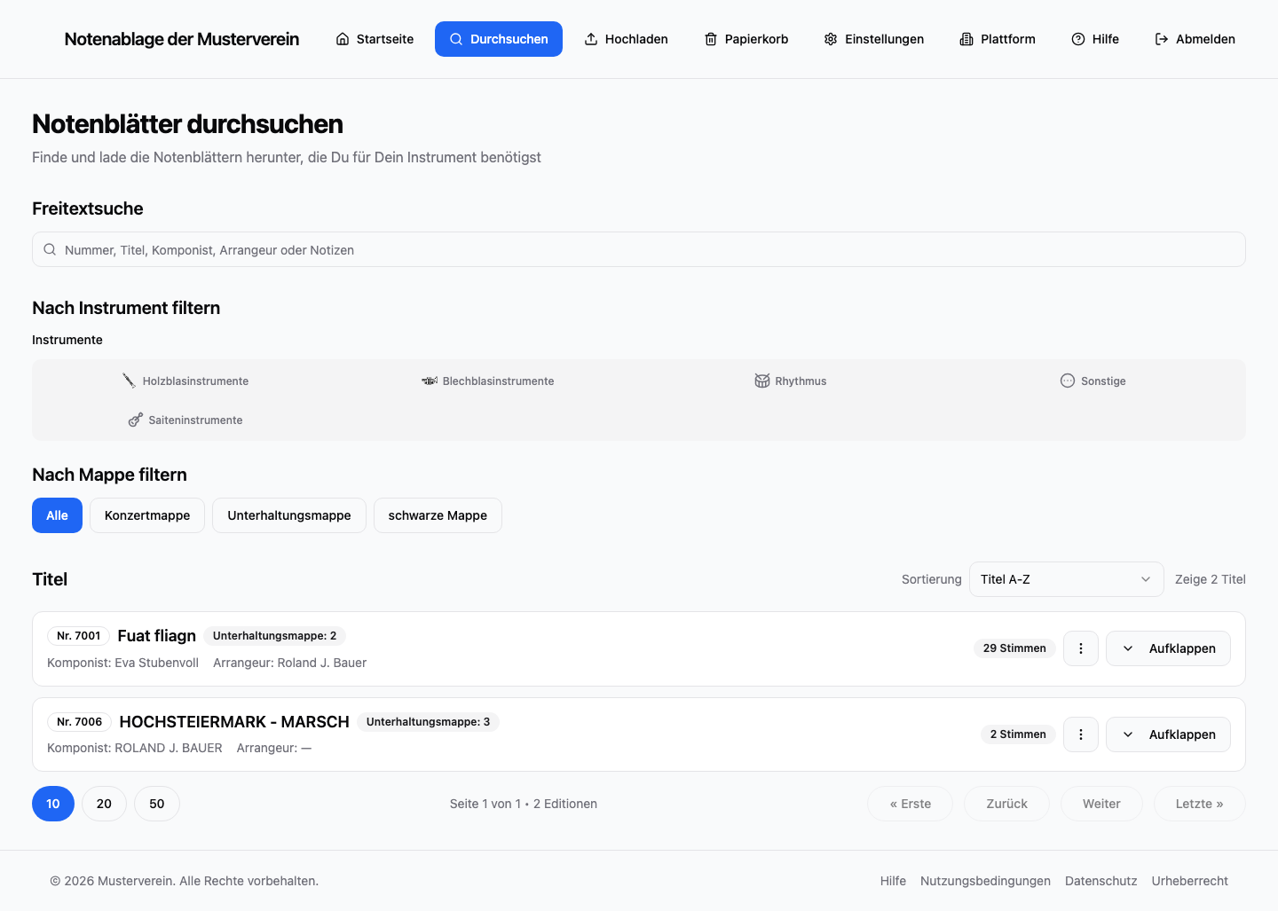 MelodyShelf zeigt die Suche im digitalen Notenbestand